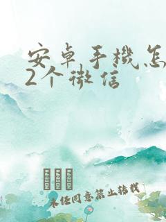 安卓手机怎么下2个微信