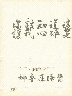 你该知道这样会让我心碎是什么歌