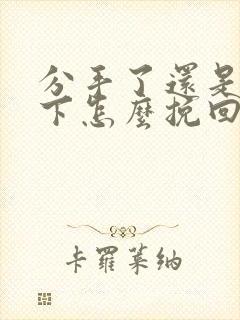 分手了还是放不下怎么挽回