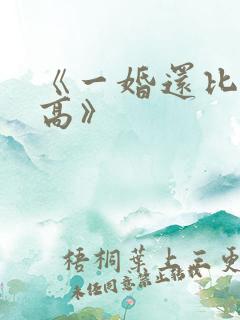 《一婚还比一婚高》