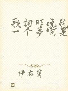 歌词昨晚我做了一个梦啊是什么歌