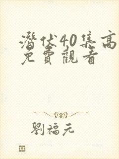 潜伏40集高清免费观看