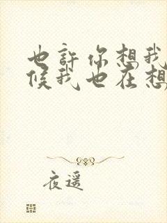 也许你想我的时候我也在想你是什么歌