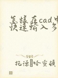 怎样在cad中快速输入多个点坐标