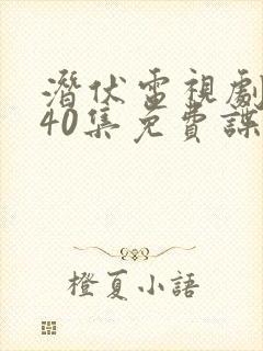 潜伏电视剧全集40集免费谍战