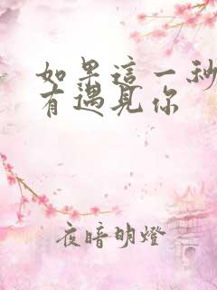 如果这一秒我没有遇见你