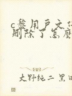 c盘用户文件夹删除了怎么恢复