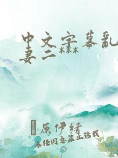 中文字幕乱码人妻二***