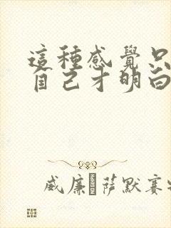 这种感觉只有我自己才明白是什么歌