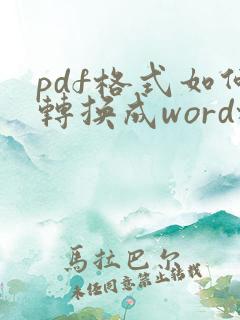 pdf格式如何转换成word格式