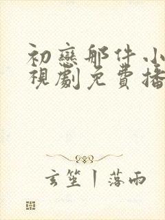初恋那件小事电视剧免费播放