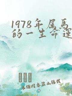 1978年属马的一生命运如何