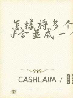 怎样将多个pdf合并成一个