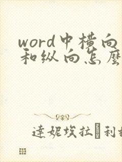 word中横向和纵向怎么共存