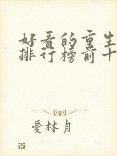 好看的重生小说排行榜前十名