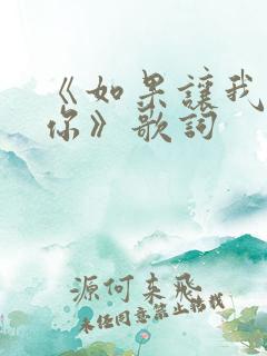 《如果让我遇见你》歌词