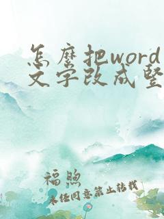 怎么把word文字改成竖的