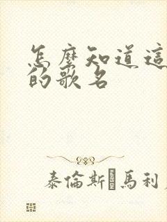 怎么知道这首歌的歌名