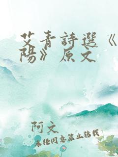 艾青诗选《向太阳》原文