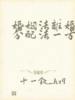 婚姻法离婚财产分配法一方出轨