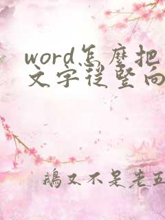 word怎么把文字从竖向变横向