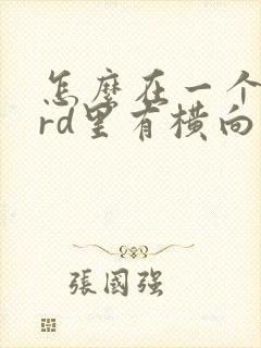 怎么在一个word里有横向也有纵向