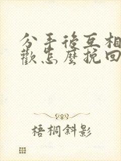 分手后互相还喜欢怎么挽回