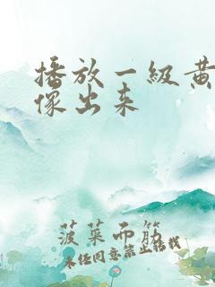 播放一级黄色录像出来