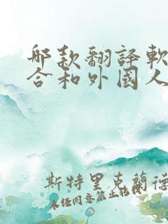 哪款翻译软件适合和外国人聊天