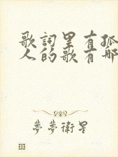 歌词里有孤独的人的歌有哪些