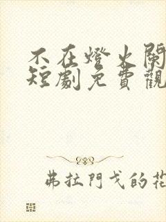 不在灯火阑珊处短剧免费观看