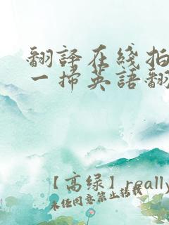 翻译在线拍照扫一扫英语翻译