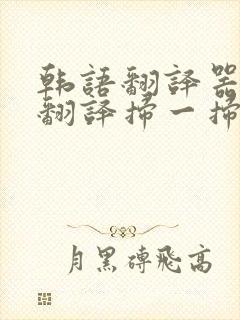 韩语翻译器拍照翻译扫一扫在线