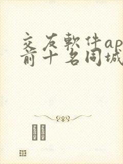 交友软件app前十名同城的