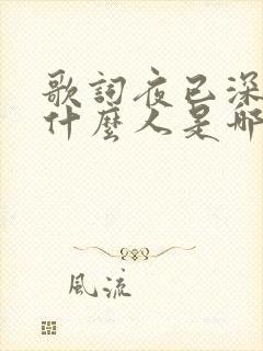 歌词夜已深还有什么人是哪首歌