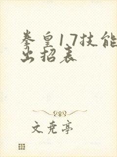 拳皇1.7技能出招表