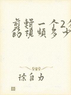 剪辑一个2分钟的视频多少钱