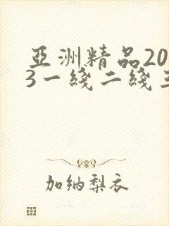 亚洲精品2023一线二线三线