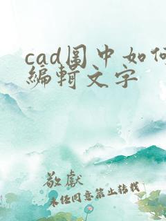 cad图中如何编辑文字