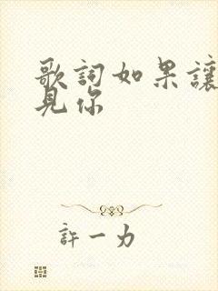 歌词如果让我遇见你