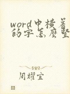 word中横着的字怎么竖着