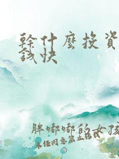 干什么投资小挣钱快