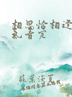 相思恰相逢一口气看完