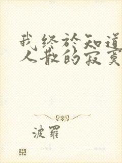 我终于知道曲终人散的寂寞是什么歌