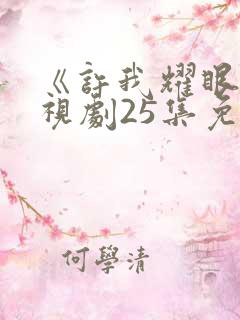 《许我耀眼》电视剧25集免费观看