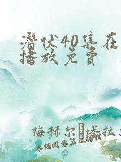 潜伏40集在线播放免费