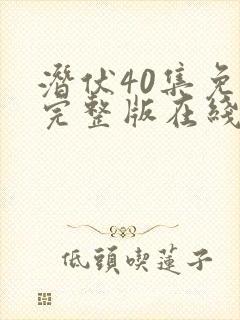 潜伏40集免费完整版在线观看视频