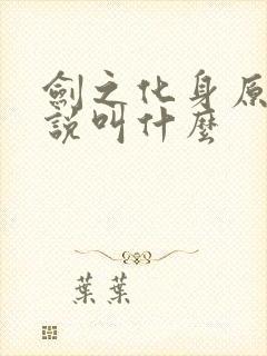 剑之化身原著小说叫什么