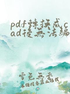 pdf转换成cad后无法编辑怎么办