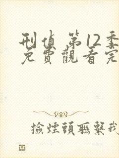 刑侦 第12季免费观看完整版